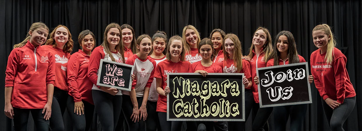 Slide showing students promoting Niagara Catholic